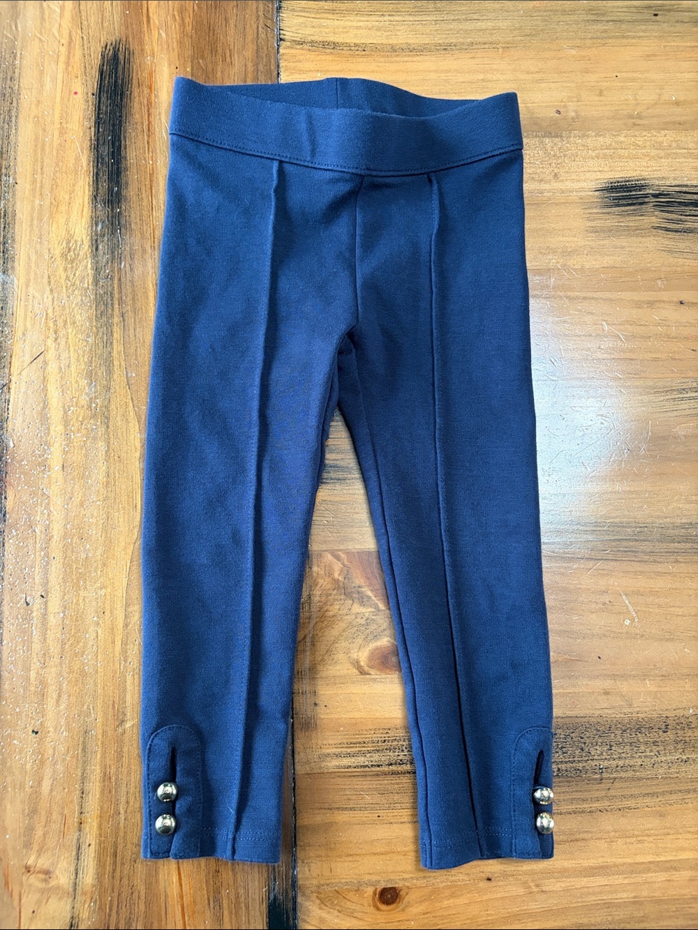 Janie and Jack Navy Pull-On Leggings with Decorative Buttons - 2T